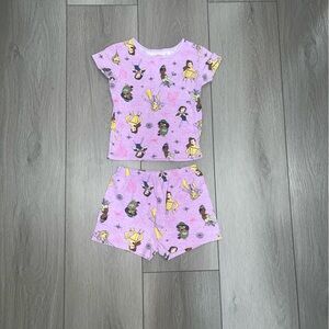 Disney Princess Purple Pajama Set Shirt Top and Shorts